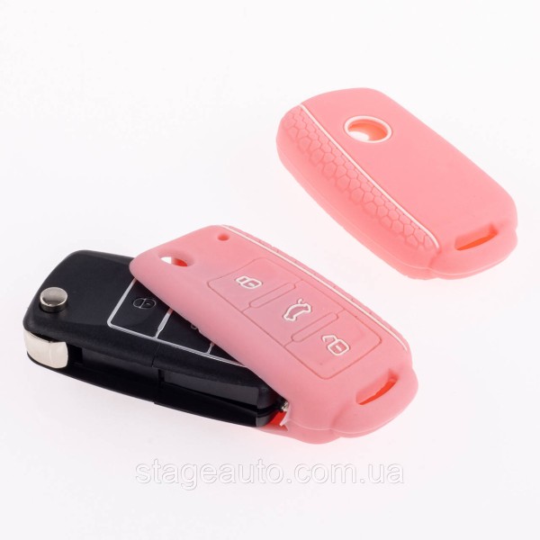 Silicone Key Case for VW Golf 4 5 6 7 Bora Jetta POLO MK4 MK6 Passat B5 B6 Pink Volkswagen