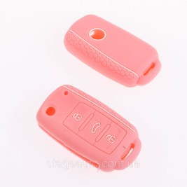 Silicone case for Skoda Octavia Fabia Roomster key Pink Skoda Octavia Fabia