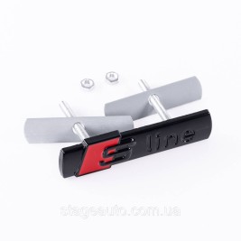 Emblem badge S line in the radiator grille Audi Audi Black, badge with line