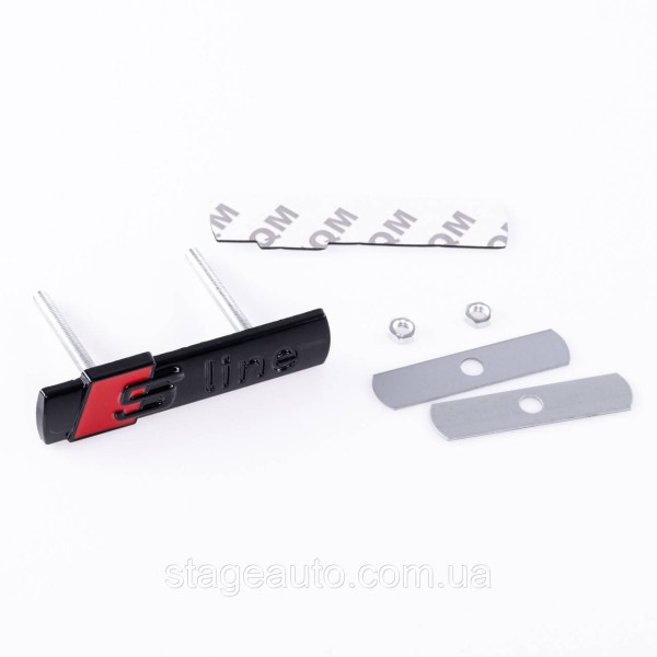 Emblem badge S line in the radiator grille Audi Audi Black, badge with line