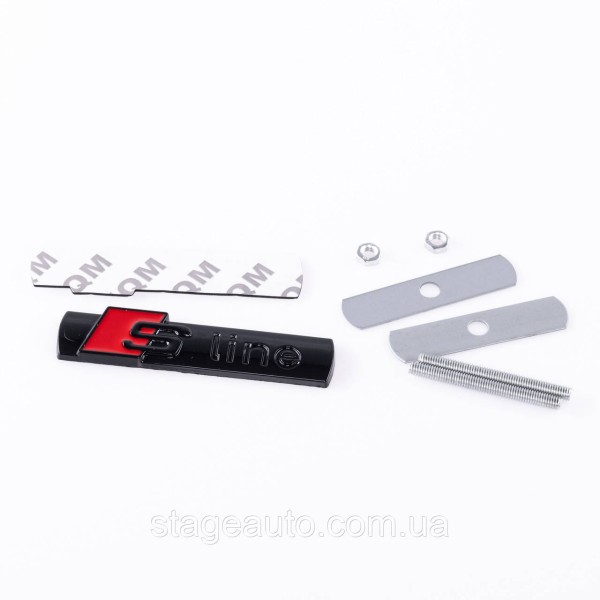 Emblem badge S line in the radiator grille Audi Audi Black, badge with line