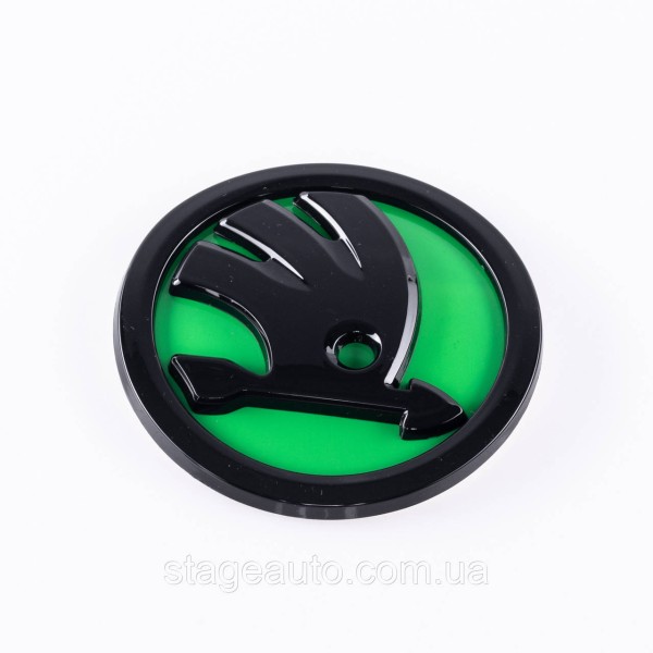 Emblem badge on the hood, trunk Skoda Skoda 90mm black green 32D853621A