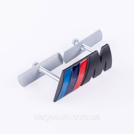 Металева емблема на радіаторні грати M Power BMW БМВ Чорна 8.3 x 3.2 cm