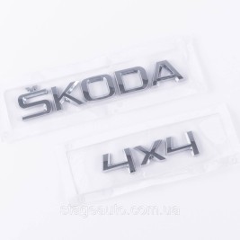 Badges emblems for trunk ŠKODA 4x4, ŠKODA 4x4 chrome (set)