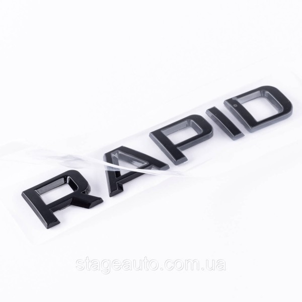 Badge emblem on the trunk RAPID for ŠKODA, Rapid for Škoda. black