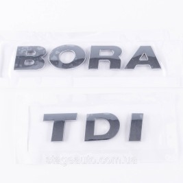 Trunk emblem plates BORA TDI, BORA TDI chrome (set)