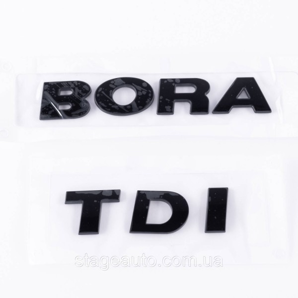 Trunk emblem plates BORA TDI, BORA TDI black (set)