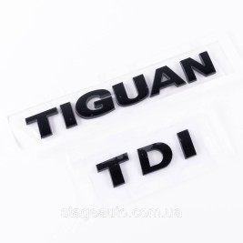 Шильдики емблеми на багажник TIGUAN TDI, ТІГУАН ТДІ чорний (комплект)