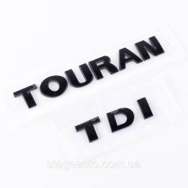 Шильдики емблеми на багажник TOURAN TDI, ТУРАН ТДІ чорний (комплект)
