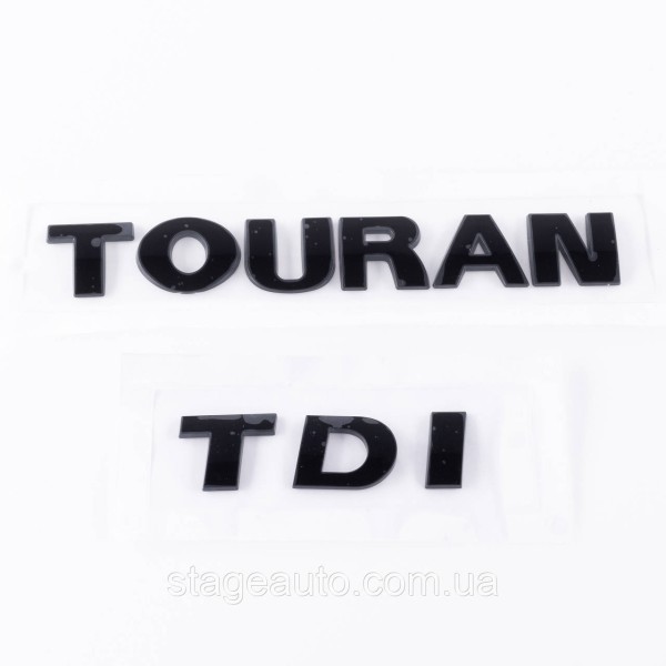 Emblem plates for trunk TOURAN TDI, TURAN TDI black (set)