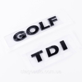 Шильдики емблеми на багажник GOLF TDI, ГОЛЬФ ТДІ чорний (комплект)