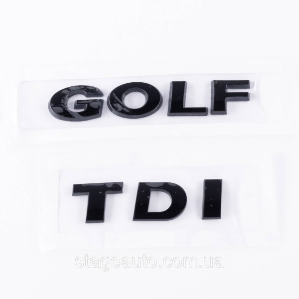 Emblem plates for trunk GOLF TDI, GOLF TDI black (set)