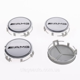 Caps plugs for alloy wheels AMG Mercedes Benz Mercedes 75 mm Chromed