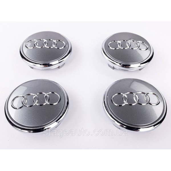Caps plugs for alloy wheels Audi Audi 77 mm Gray, chrome rim 4L0601170 set