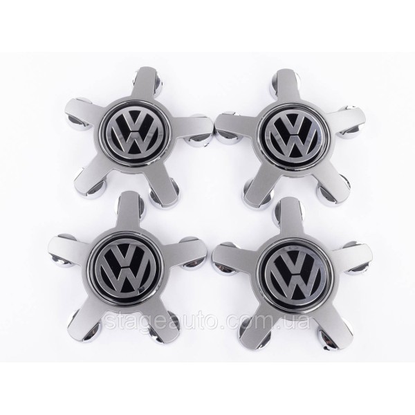 Caps plugs for alloy wheels Audi logo VW Volkswagen 135 mm star, gray 4F0601165N set