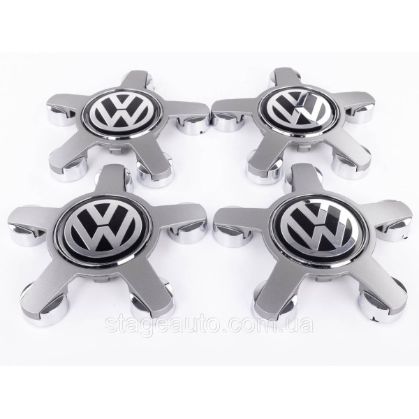 Caps plugs for alloy wheels Audi logo VW Volkswagen 135 mm star, gray 4F0601165N set