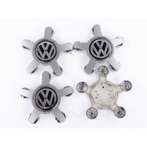 Caps plugs for alloy wheels Audi logo VW Volkswagen 135 mm star, gray 4F0601165N set