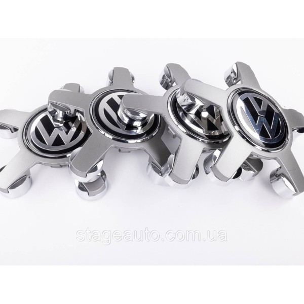 Caps plugs for alloy wheels Audi logo VW Volkswagen 135 mm star, gray 4F0601165N set