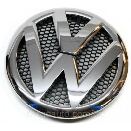 Передня емблема Volkswagen Фольцваген 170 мм у решітку VW T5, Crafter Хром 7E0 853 601