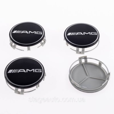 Колпачки заглушки на литые диски AMG Mercedes Benz Мерседес 75 мм Черные