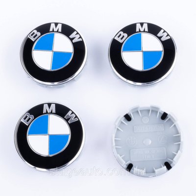 Ковпачки (заглушки) в литі диски BMW (БМВ) 68 мм Класик біло сині (36136783536) комплект