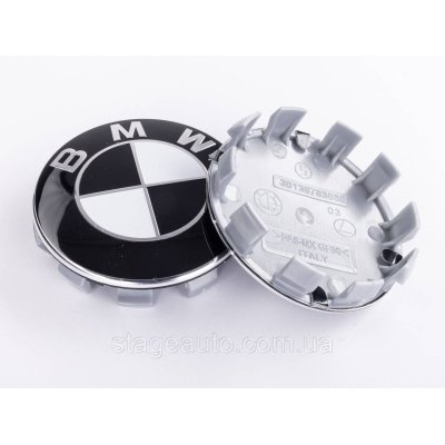 Ковпачок (заглушка) в литий диск BMW (БМВ) 68 мм Чорно білий (36136783536)