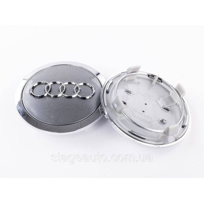 Ковпачки заглушки в литі диски Audi Ауді 69 мм Сірі з хром обідком 4B0601170A
