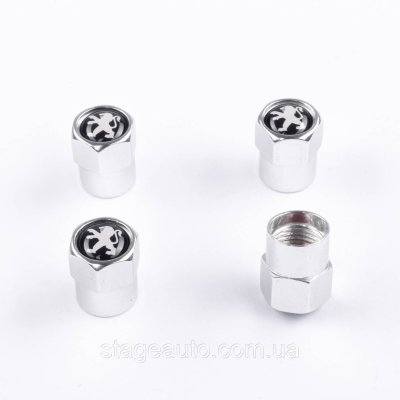 Захисні ковпачки на ніпеля золотники Peugeot Пежо  4 шт Хром