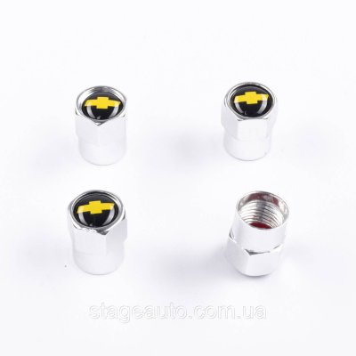 Захисні ковпачки на ніпеля золотники Chevrolet Шевроле 4 шт Хром