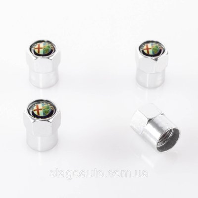 Захисні ковпачки на ніпеля золотники Alfa Romeo Альфа Ромео 4 шт Хром