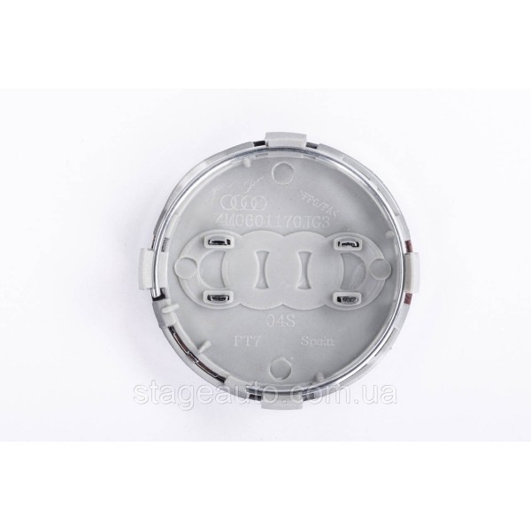 Колпачки заглушки в литые диски Audi Ауди 61 мм Серые Хром ободок 8W0601170, 4M0601170 комплект