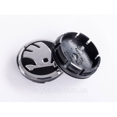 Ковпачок заглушка на литий диск Skoda Шкода 56 мм чорні, хром логотип 5JA601151A