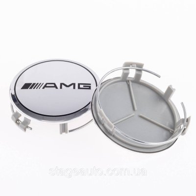 Колпачки заглушки на литые диски AMG Mercedes Benz Мерседес 75 мм Хромированные