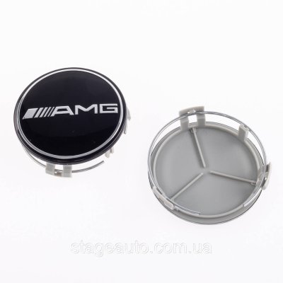 Колпачки заглушки на литые диски AMG Mercedes Benz Мерседес 75 мм Черные