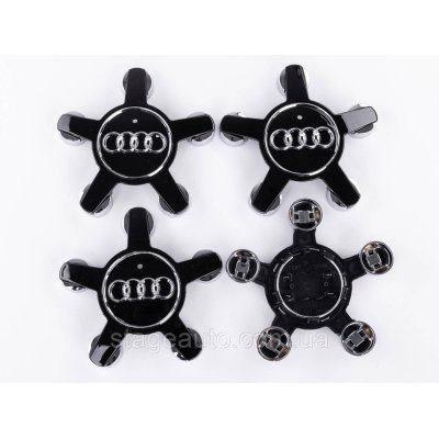 Ковпачки заглушки зірки на литі диски Audi Ауді 135 мм Чорні 4F0601165N комплект