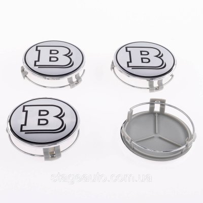 Колпачки заглушки на литые диски BRABUS Mercedes Benz Мерседес 75 мм БРАБУС Хромированные