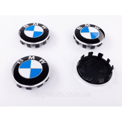 Ковпачки заглушки в литі диски BMW БМВ 56мм класик біло сині комплект