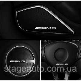 3D-наклейка алюминиевая AMG АМГ на руль, аудиоколонки
