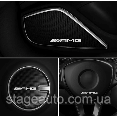 3D-наклейка алюмінієва AMG АМГ на кермо, аудіоколонки