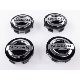 Колпачки заглушки в литые диски NISSAN Ниссан 60 мм Черные