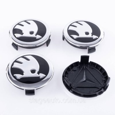 Ковпачки заглушки в литі диски Мерседес з логотипом Skoda Шкода 75 мм