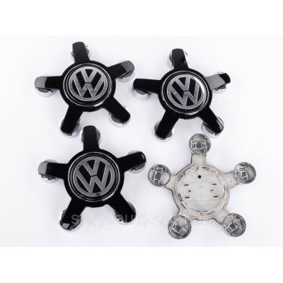 Ковпачки заглушки на литі диски Ауді з логотипом VW Фольксваген 135 мм зірка, чорні 4F0601165N комплект