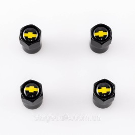 Защитные колпачки на ниппеля золотники Chevrolet Шевроле 4 шт Черные