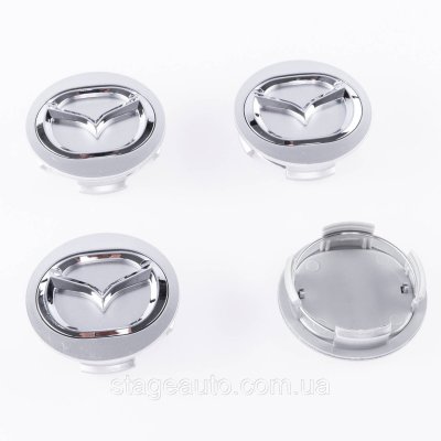 Ковпачки заглушки в литі диски MAZDA Мазда 56 мм Сріблясті, довгі ніжки BBM2 37 190