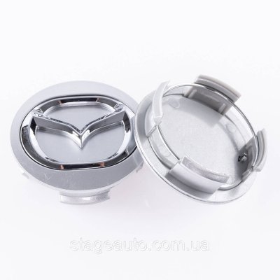Ковпачки заглушки в литі диски MAZDA Мазда 56 мм Сріблясті, довгі ніжки BBM2 37 190