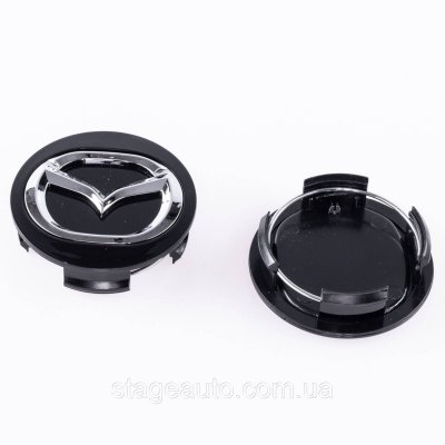 Ковпачки заглушки в литі диски MAZDA Мазда 56 мм Чорні, довгі ніжки BBM2 37 190