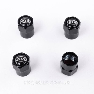 Захисні ковпачки на ніпеля золотники KIA (КІА) КІЯ 4 шт Чорні