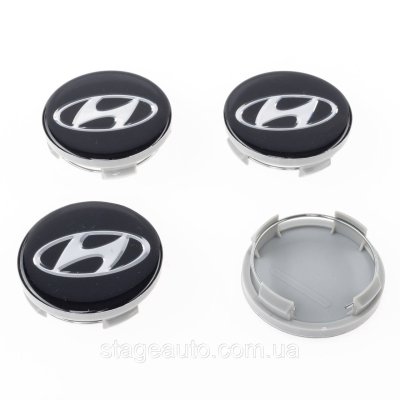 Ковпачки заглушки в оригінальні литі диски HYUNDAI Хюндай, 60 мм Чорні, скляні 52960-3S110
