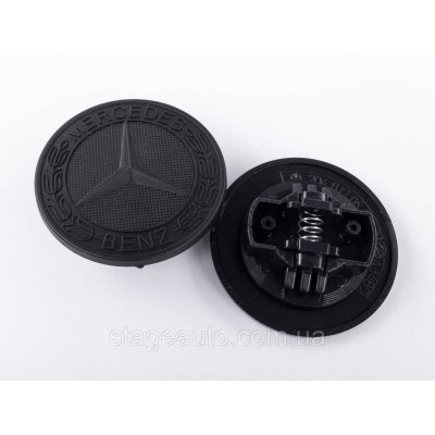 Емблема у капот Mercedes Benz, значок на капот Мерседес 57 мм Чорний мат