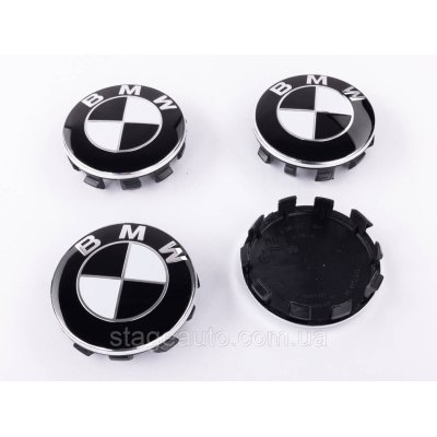 Ковпачки заглушки в литі диски BMW БМВ 56мм класик біло чорні комплект